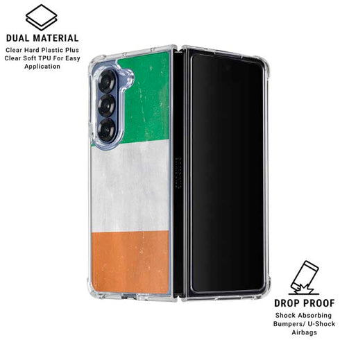 Ireland Flag Distressed Galaxy Z Fold7 Clear Case